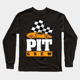 'Pit Crew Checkered Flag' Cool Car Racing Gift Long Sleeve T-Shirt